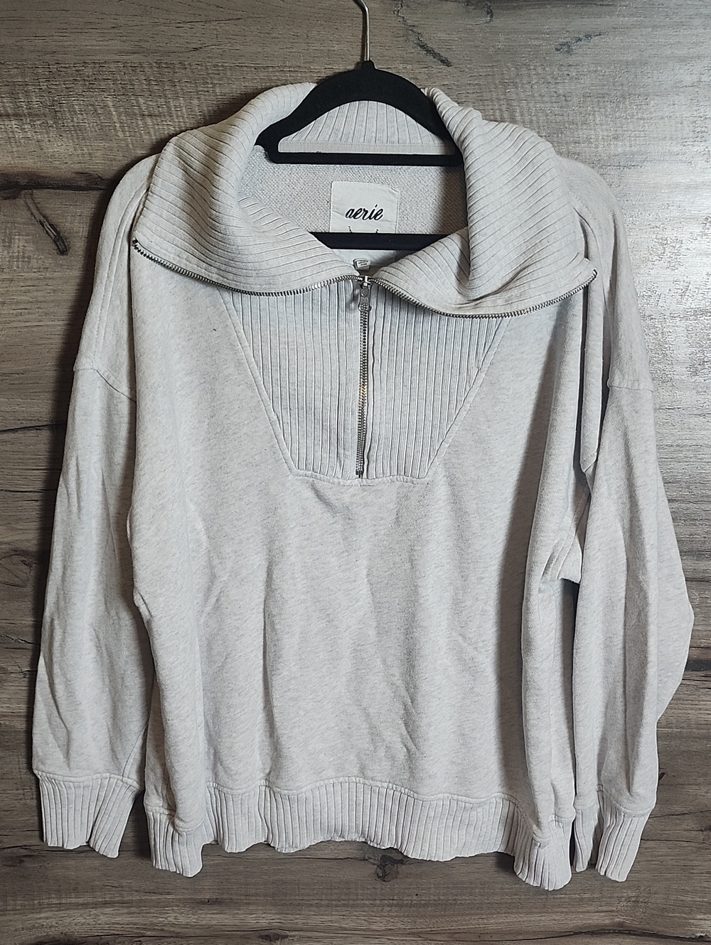 Aerie Down To Earth 1/4 Zip Sweatshirt In Light Gray - Picture 4 of 10